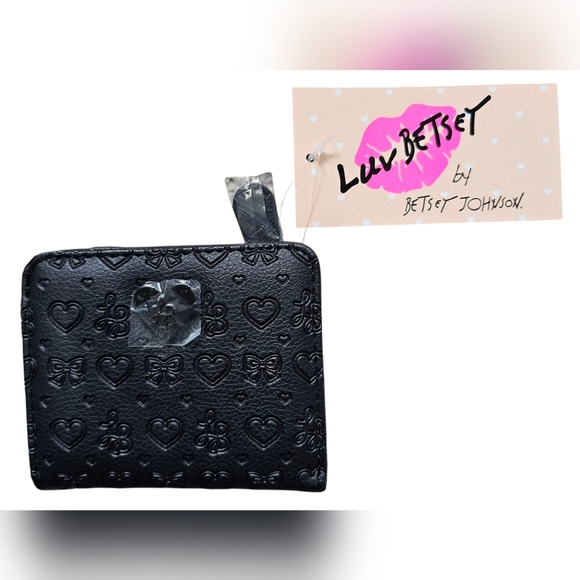 Betsey Johnson Black LBMONEY Women's Wallet, NEW! 4" X 3½" - Picture 1 of 9